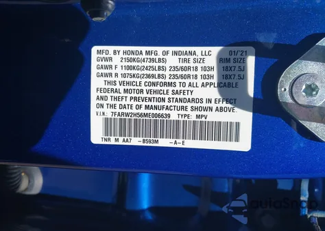 2021 Honda Cr-V Awd Ex from USA, damaged, VIN 7FARW2H56ME006639